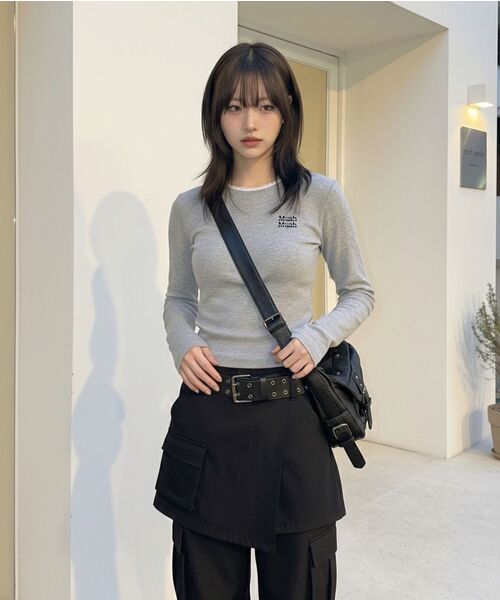 muahmuah（ムーアムーア）の「レースポイントクロップTシャツ [3色]（Tシャツ/カットソー・レディース・グレー/ブラック/アイボリー・FREE）」の12枚目の写真
