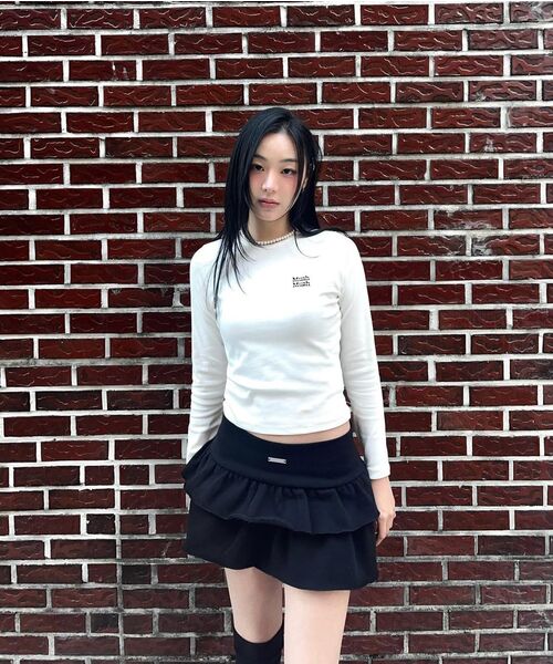 muahmuah（ムーアムーア）の「レースポイントクロップTシャツ [3色]（Tシャツ/カットソー・レディース・グレー/ブラック/アイボリー・FREE）」の17枚目の写真