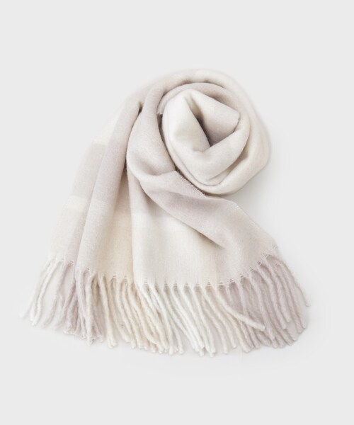 GALLEST（ギャレスト）の「チェックストール（ストール/ショール・レディース・オレンジ系その他3/ダークブラウン系1/ホワイト系4/ブルー系その他3・00）」の2枚目の写真