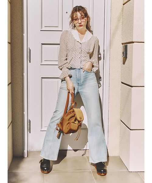 LILY BROWN（リリーブラウン）の「ウッドソールスタッズサボ（サンダル・レディース・キャメル/ブラック/マルチ・S/M/L）」の5枚目の写真