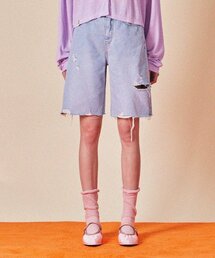 レイナーカッティングハーフデニムパンツ