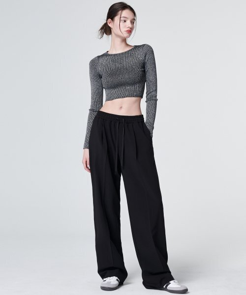 MALOUPE(マロップ)の「2144 サマー ワンタック バンディング ワイドパンツ (ブラック)(スラックス・レディース・その他・MEDIUM/SMALL)」の2枚目の写真