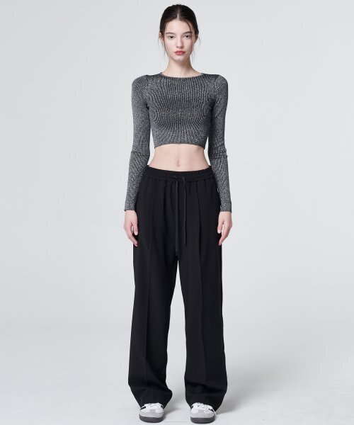 MALOUPE(マロップ)の「2144 サマー ワンタック バンディング ワイドパンツ (ブラック)(スラックス・レディース・その他・MEDIUM/SMALL)」の3枚目の写真