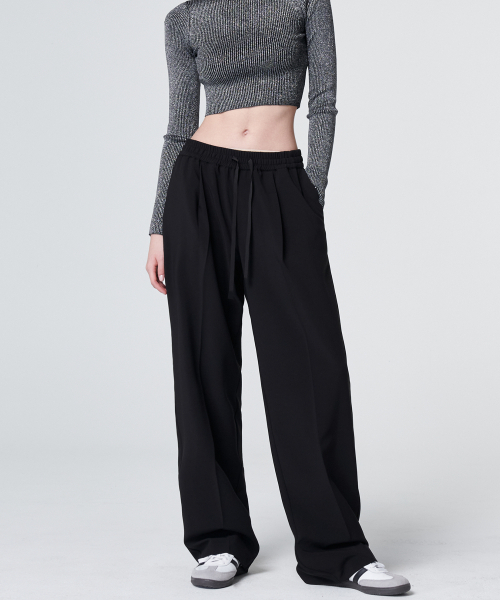 MALOUPE(マロップ)の「2144 サマー ワンタック バンディング ワイドパンツ (ブラック)(スラックス・レディース・その他・MEDIUM/SMALL)」の4枚目の写真