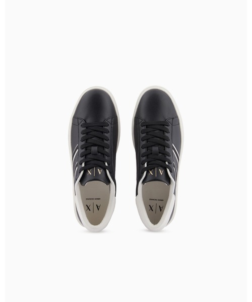 ARMANI EXCHANGE（アルマーニエクスチェンジ）の「【A|X アルマーニ エクスチェンジ】ポイントストライプ レースアップスニーカー（スニーカー・レディース・ホワイト/ブラック・37.5/36.5/37/36/39/38/38.5）」の4枚目の写真