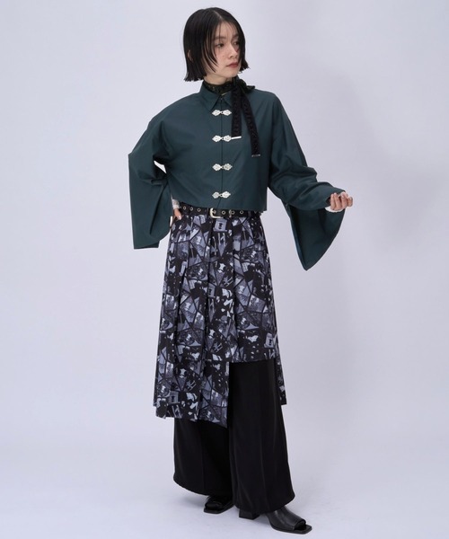 HARE（ハレ）の「2WAYチャイナシャツ(HARE)（シャツ/ブラウス・レディース・ホワイト/ブルー/ブラック/グリーン/パープル・FREE）」の6枚目の写真