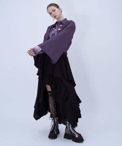 HARE（ハレ）の「2WAYチャイナシャツ(HARE)（シャツ/ブラウス・レディース・ホワイト/ブルー/ブラック/グリーン/パープル・FREE）」の7枚目の写真