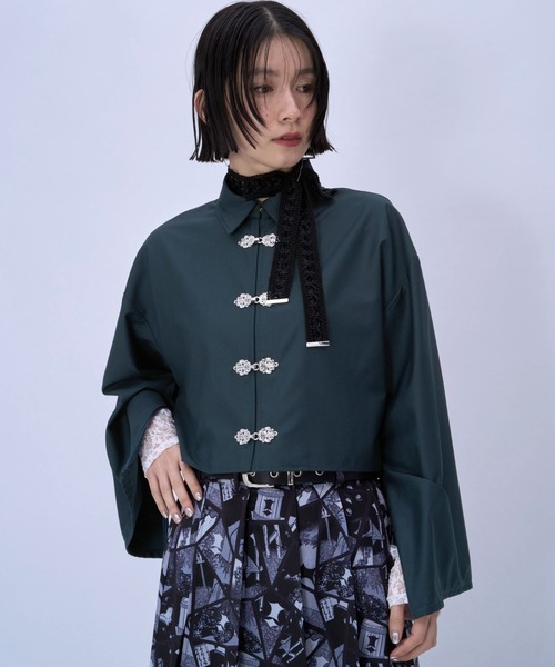 HARE（ハレ）の「2WAYチャイナシャツ(HARE)（シャツ/ブラウス・レディース・ホワイト/ブルー/ブラック/グリーン/パープル・FREE）」の10枚目の写真