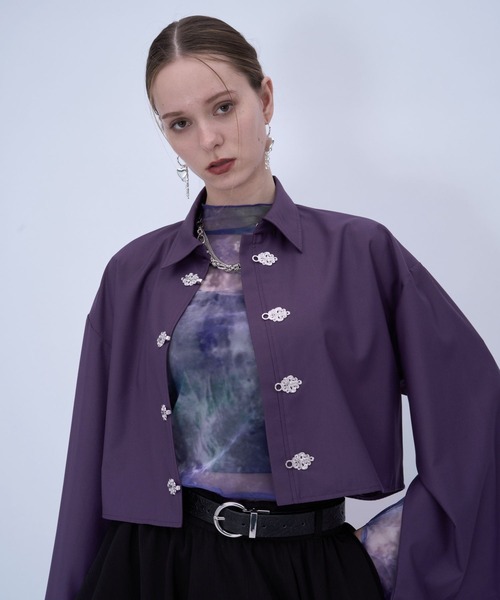 HARE（ハレ）の「2WAYチャイナシャツ(HARE)（シャツ/ブラウス・レディース・ホワイト/ブルー/ブラック/グリーン/パープル・FREE）」の12枚目の写真