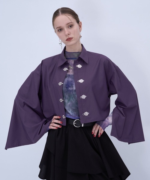 HARE（ハレ）の「2WAYチャイナシャツ(HARE)（シャツ/ブラウス・レディース・ホワイト/ブルー/ブラック/グリーン/パープル・FREE）」の11枚目の写真