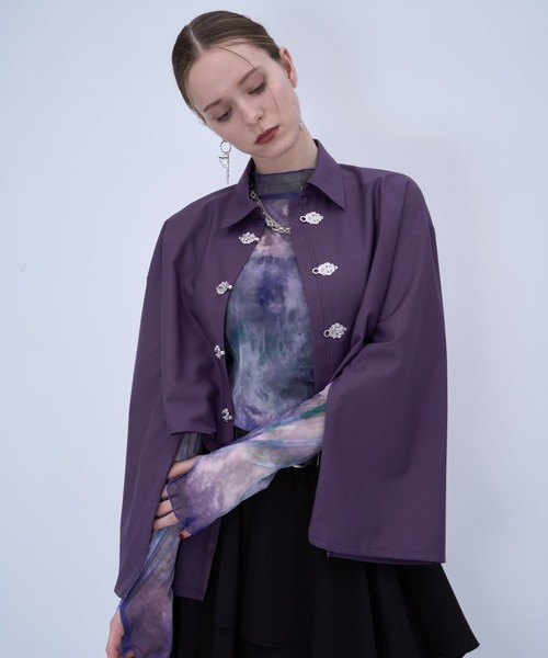 HARE（ハレ）の「2WAYチャイナシャツ(HARE)（シャツ/ブラウス・レディース・ホワイト/ブルー/ブラック/グリーン/パープル・FREE）」の14枚目の写真