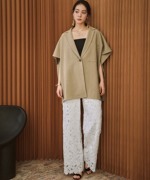 ELFRANK(エルフランク)の「【2026SS】セットアップ対応 ケミカルレース ワイドパンツ ウエストゴム(その他パンツ・レディース・オフホワイト/ブラック・M/L)」の5枚目の写真