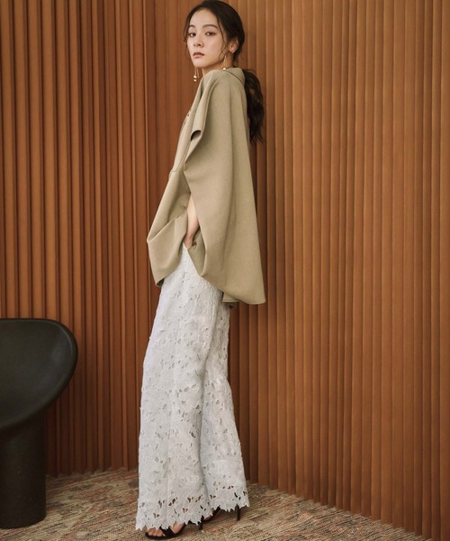 ELFRANK(エルフランク)の「【2026SS】セットアップ対応 ケミカルレース ワイドパンツ ウエストゴム(その他パンツ・レディース・オフホワイト/ブラック・M/L)」の6枚目の写真