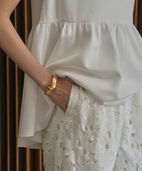 ELFRANK(エルフランク)の「【2026SS】セットアップ対応 ケミカルレース ワイドパンツ ウエストゴム(その他パンツ・レディース・オフホワイト/ブラック・M/L)」の7枚目の写真