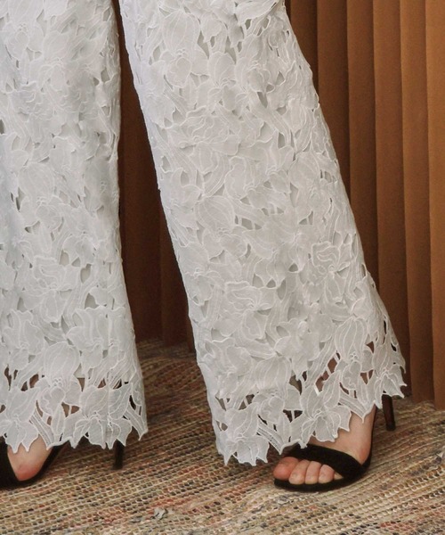 ELFRANK(エルフランク)の「【2026SS】セットアップ対応 ケミカルレース ワイドパンツ ウエストゴム(その他パンツ・レディース・オフホワイト/ブラック・M/L)」の8枚目の写真