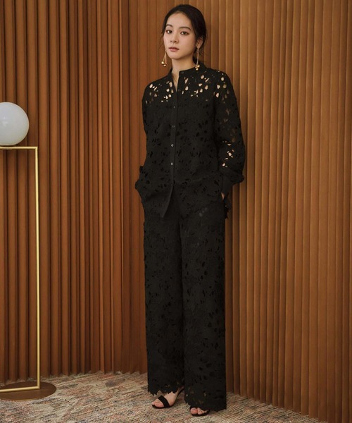 ELFRANK(エルフランク)の「【2026SS】セットアップ対応 ケミカルレース ワイドパンツ ウエストゴム(その他パンツ・レディース・オフホワイト/ブラック・M/L)」の9枚目の写真