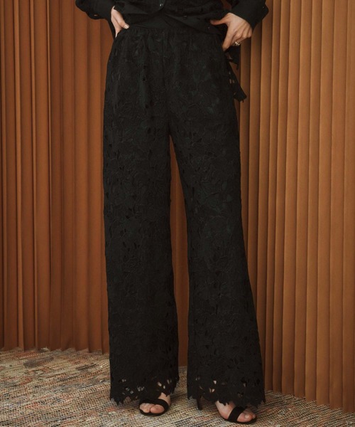 ELFRANK(エルフランク)の「【2026SS】セットアップ対応 ケミカルレース ワイドパンツ ウエストゴム(その他パンツ・レディース・オフホワイト/ブラック・M/L)」の10枚目の写真