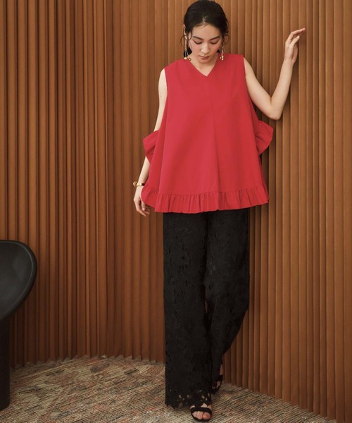 ELFRANK(エルフランク)の「【2026SS】セットアップ対応 ケミカルレース ワイドパンツ ウエストゴム(その他パンツ・レディース・オフホワイト/ブラック・M/L)」の13枚目の写真