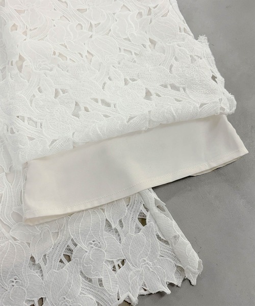 ELFRANK(エルフランク)の「【2026SS】セットアップ対応 ケミカルレース ワイドパンツ ウエストゴム(その他パンツ・レディース・オフホワイト/ブラック・M/L)」の16枚目の写真