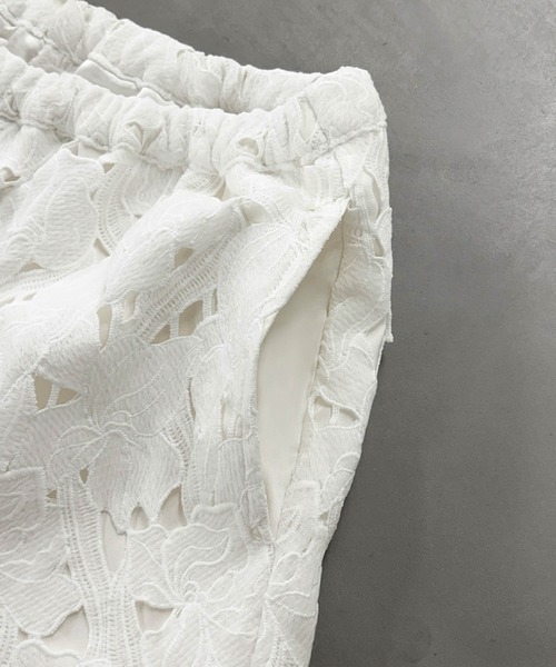 ELFRANK(エルフランク)の「【2026SS】セットアップ対応 ケミカルレース ワイドパンツ ウエストゴム(その他パンツ・レディース・オフホワイト/ブラック・M/L)」の17枚目の写真