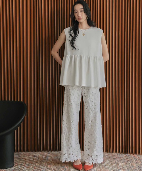 ELFRANK(エルフランク)の「【2026SS】セットアップ対応 ケミカルレース ワイドパンツ ウエストゴム(その他パンツ・レディース・オフホワイト/ブラック・M/L)」の20枚目の写真