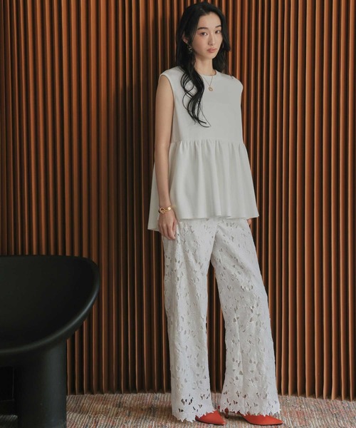 ELFRANK(エルフランク)の「【2026SS】セットアップ対応 ケミカルレース ワイドパンツ ウエストゴム(その他パンツ・レディース・オフホワイト/ブラック・M/L)」の21枚目の写真