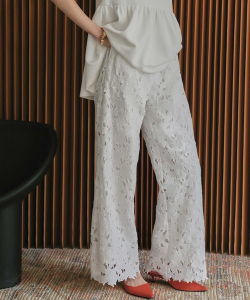 ELFRANK(エルフランク)の「【2026SS】セットアップ対応 ケミカルレース ワイドパンツ ウエストゴム(その他パンツ・レディース・オフホワイト/ブラック・M/L)」の22枚目の写真