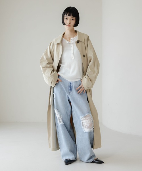 LOWRYS FARM（ローリーズファーム）の「ステンカラーコート 636403（ステンカラーコート・レディース・ベージュ/ネイビー・FREE）」の3枚目の写真