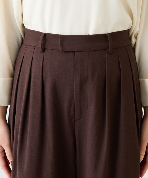 COLLAGE GALLARDAGALANTE（コラージュガリャルダガランテ）の「シェルタリング3タックパンツ/セットアップ可/WEB限定サイズ展開（スラックス・レディース・ブラウン/ホワイト/グリーン・0/1/TM/PS）」の4枚目の写真