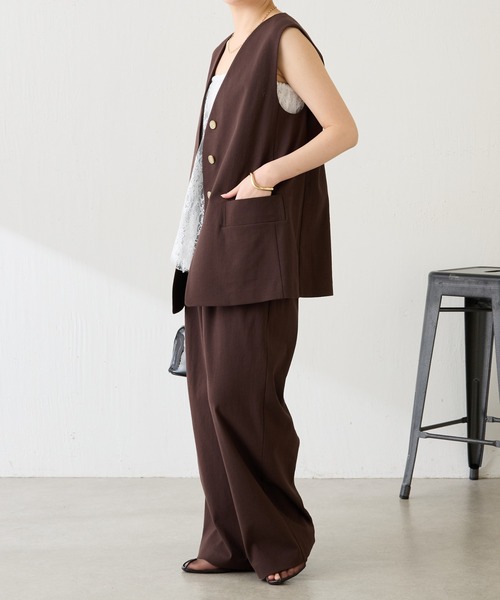 COLLAGE GALLARDAGALANTE(コラージュガリャルダガランテ)の「シェルタリング3タックパンツ/セットアップ可/WEB限定サイズ展開(スラックス・レディース・ブラウン/ホワイト/グリーン・0/1/TM/PS)」の21枚目の写真