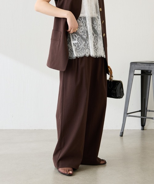 COLLAGE GALLARDAGALANTE(コラージュガリャルダガランテ)の「シェルタリング3タックパンツ/セットアップ可/WEB限定サイズ展開(スラックス・レディース・ブラウン/ホワイト/グリーン・0/1/TM/PS)」の20枚目の写真