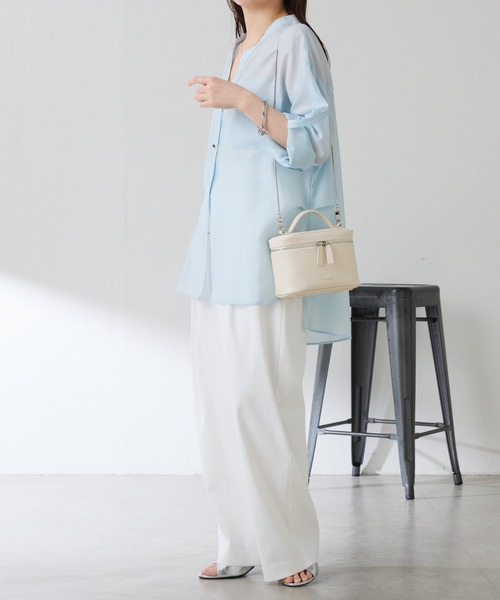 COLLAGE GALLARDAGALANTE（コラージュガリャルダガランテ）の「シェルタリング3タックパンツ/セットアップ可/WEB限定サイズ展開（スラックス・レディース・ブラウン/ホワイト/グリーン・0/1/TM/PS）」の16枚目の写真