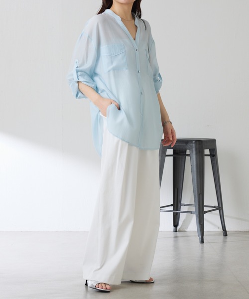 COLLAGE GALLARDAGALANTE（コラージュガリャルダガランテ）の「シェルタリング3タックパンツ/セットアップ可/WEB限定サイズ展開（スラックス・レディース・ブラウン/ホワイト/グリーン・0/1/TM/PS）」の18枚目の写真