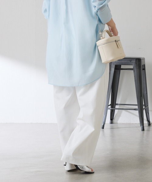 COLLAGE GALLARDAGALANTE（コラージュガリャルダガランテ）の「シェルタリング3タックパンツ/セットアップ可/WEB限定サイズ展開（スラックス・レディース・ブラウン/ホワイト/グリーン・0/1/TM/PS）」の13枚目の写真