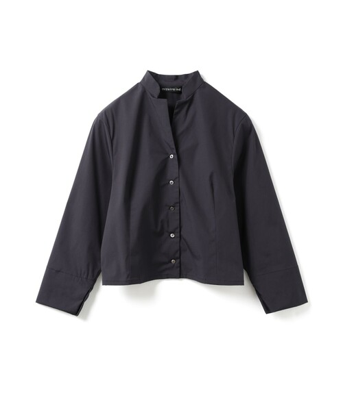 mizuiroind(ミズイロインド)の「mizuiro ind スタンドカラーショートシャツ(シャツ/ブラウス・レディース・オフホワイト/ライトブルー/ブラック/ネイビー・FREE)」の4枚目の写真