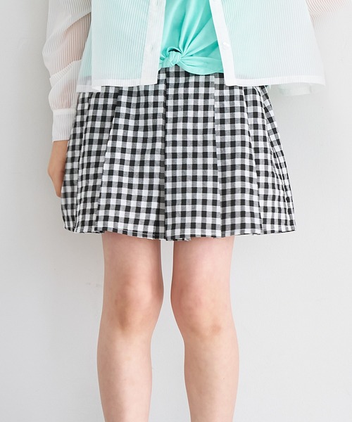 coca(coca)(コカ)の「キッズ ギンガムチェックプリーツスカート(スカート・キッズ・ブラック・150/140/130/120)」の1枚目の写真