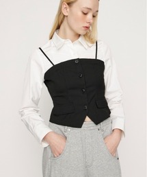 SLY | BUSTIER LAYERED LIKE SH TOPS ビスチェレイヤードライクシャツトップス 春服(シャツ/ブラウス)