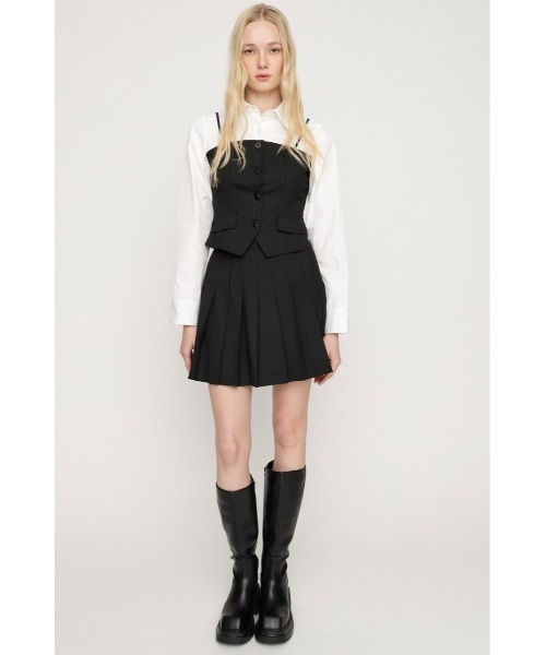 SLY（スライ）の「BUSTIER LAYERED LIKE SH TOPS ビスチェレイヤードライクシャツトップス 春服（シャツ/ブラウス・レディース・ブラック/グレー・FREE）」の7枚目の写真