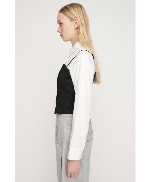 SLY（スライ）の「BUSTIER LAYERED LIKE SH TOPS ビスチェレイヤードライクシャツトップス 春服（シャツ/ブラウス・レディース・ブラック/グレー・FREE）」の9枚目の写真