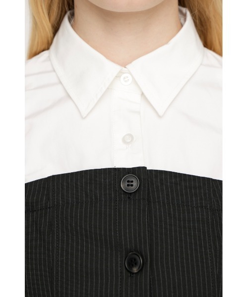 SLY（スライ）の「BUSTIER LAYERED LIKE SH TOPS ビスチェレイヤードライクシャツトップス 春服（シャツ/ブラウス・レディース・ブラック/グレー・FREE）」の3枚目の写真