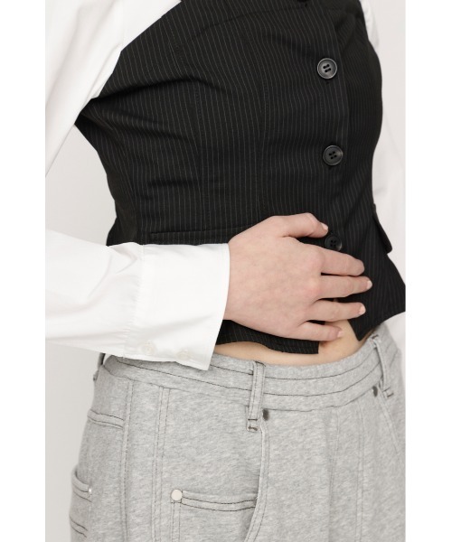 SLY（スライ）の「BUSTIER LAYERED LIKE SH TOPS ビスチェレイヤードライクシャツトップス 春服（シャツ/ブラウス・レディース・ブラック/グレー・FREE）」の11枚目の写真