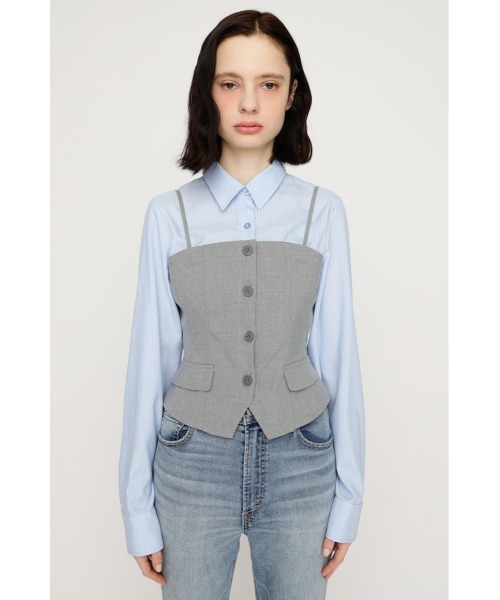 SLY（スライ）の「BUSTIER LAYERED LIKE SH TOPS ビスチェレイヤードライクシャツトップス 春服（シャツ/ブラウス・レディース・ブラック/グレー・FREE）」の15枚目の写真