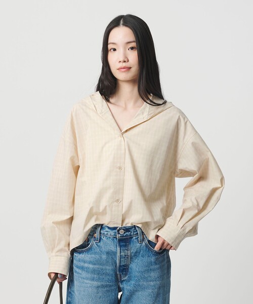 BEAUTY&YOUTH UNITED ARROWS（ビューティーアンドユースユナイテッドアローズ）の「ポリエステルコットン フードシャツ（シャツ/ブラウス・レディース・ライトブルー/ベージュ/ダークグレー・FREE）」の3枚目の写真