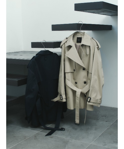 anuans（アニュアンス）の「ハーフオーバートレンチコート（トレンチコート・レディース・ベージュ/ネイビー/ブラウン・MEDIUM/SMALL）」の9枚目の写真