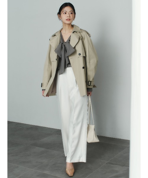 anuans（アニュアンス）の「ハーフオーバートレンチコート（トレンチコート・レディース・ベージュ/ネイビー/ブラウン・MEDIUM/SMALL）」の15枚目の写真