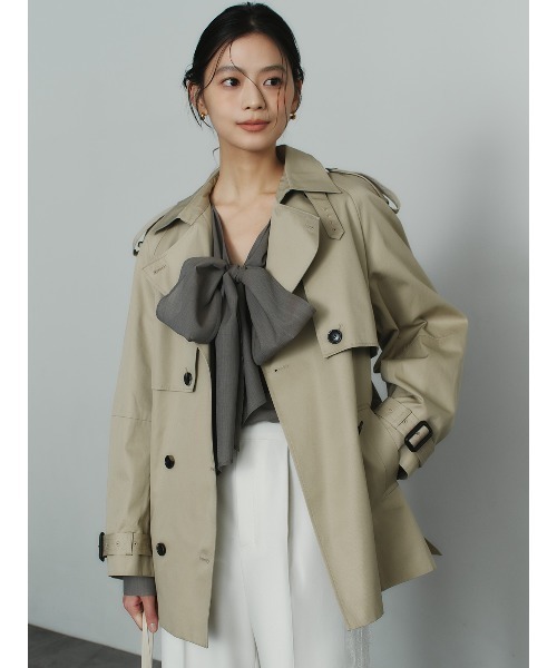 anuans（アニュアンス）の「ハーフオーバートレンチコート（トレンチコート・レディース・ベージュ/ネイビー/ブラウン・MEDIUM/SMALL）」の7枚目の写真
