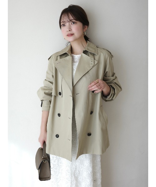 anuans（アニュアンス）の「ハーフオーバートレンチコート（トレンチコート・レディース・ベージュ/ネイビー/ブラウン・MEDIUM/SMALL）」の18枚目の写真