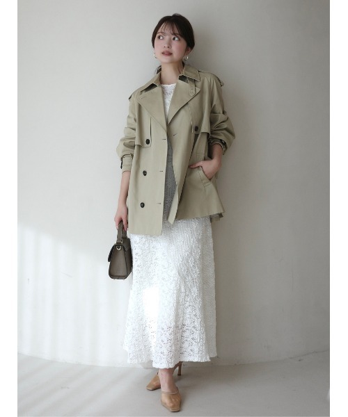 anuans（アニュアンス）の「ハーフオーバートレンチコート（トレンチコート・レディース・ベージュ/ネイビー/ブラウン・MEDIUM/SMALL）」の21枚目の写真