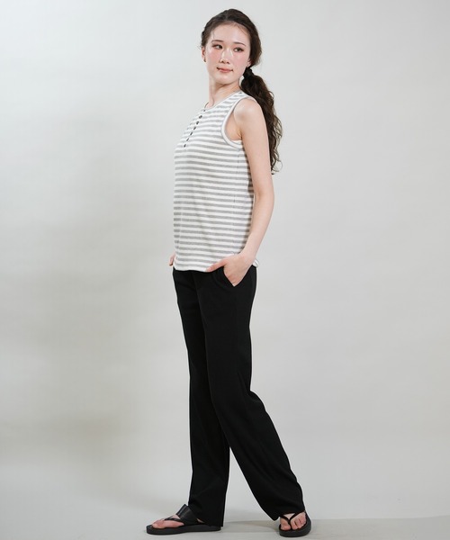 RIKKA FEMME(リッカファム)の「RIKKA FEMME/リッカファム タンクトップ ボーダー リブ ヘンリータンクトップ RF6S-2301(タンクトップ・レディース・ホワイト/ブラウン/グレー・FREE)」の7枚目の写真