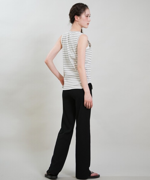 RIKKA FEMME(リッカファム)の「RIKKA FEMME/リッカファム タンクトップ ボーダー リブ ヘンリータンクトップ RF6S-2301(タンクトップ・レディース・ホワイト/ブラウン/グレー・FREE)」の8枚目の写真